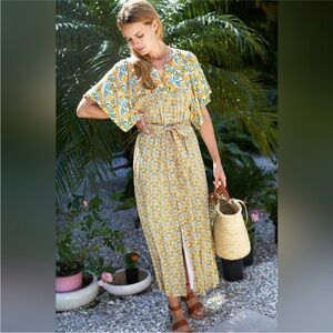 Emerson Fry Marion Button Patchwork Dress Groves Floral Midi Size M Boho